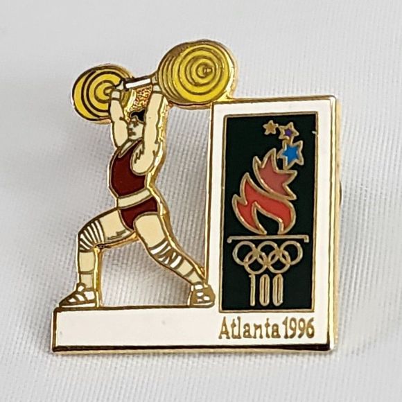 Atlanta Olympics 1996 Weightlifting Enamel Pin 422005 Hoho NYC Rare Og Retro - Picture 4 of 8